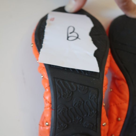 Livit + Sway Orange Leather Studded Folding Ballerina Flats Sz 8 1/2 * - Picture 5 of 6